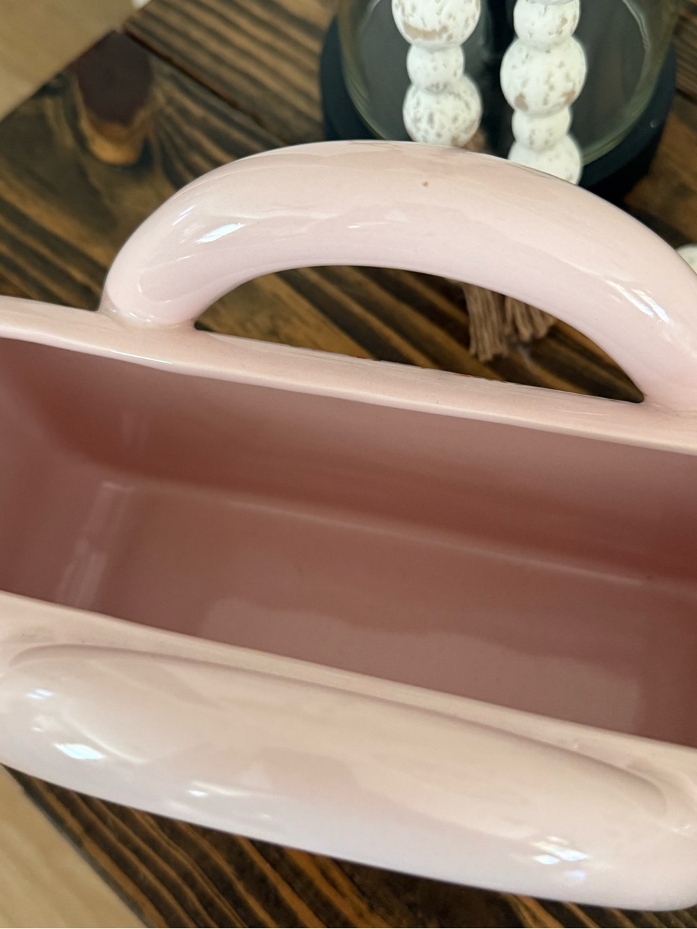Fashion ceramic Pink Floral Bag Planter - Picture 3 of 4